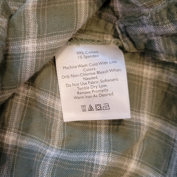 Eddie Bauer Flannel Top Size XS Olive - Picture 3 of 7